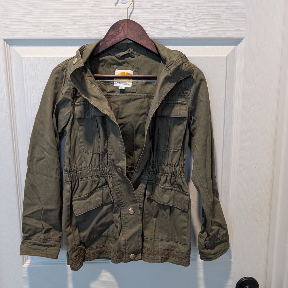 Girls Olive Green Khaki Spring Utility Jacket